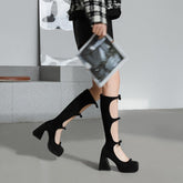 boots black red shoes women knee high boots ladies cut-outs-BS01038-Veeddydropshipping